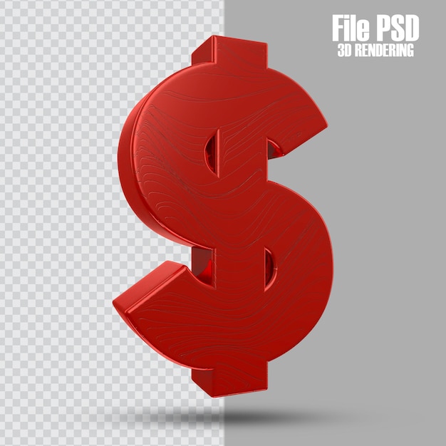 3D-dollar munt pictogram in 3D-rendering geïsoleerd
