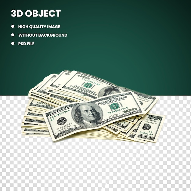 PSD 3d dollar note dollar