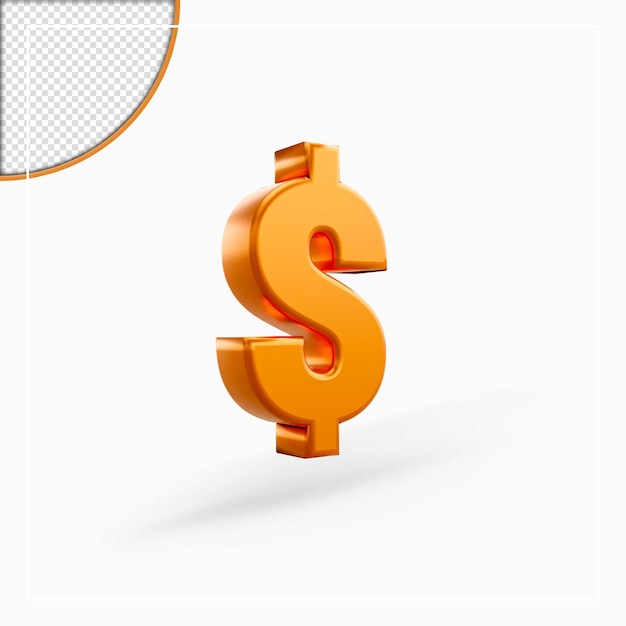 PSD 3d-dollar pictogram geïsoleerd