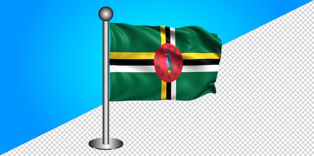 PSD bandiera 3d dominica con sfondo trasparente