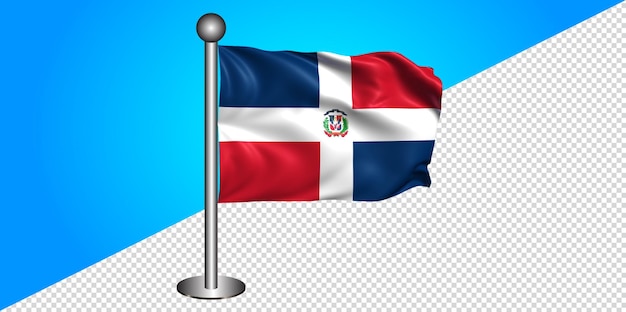 PSD bandiera 3d della repubblica dominicana con sfondo trasparente