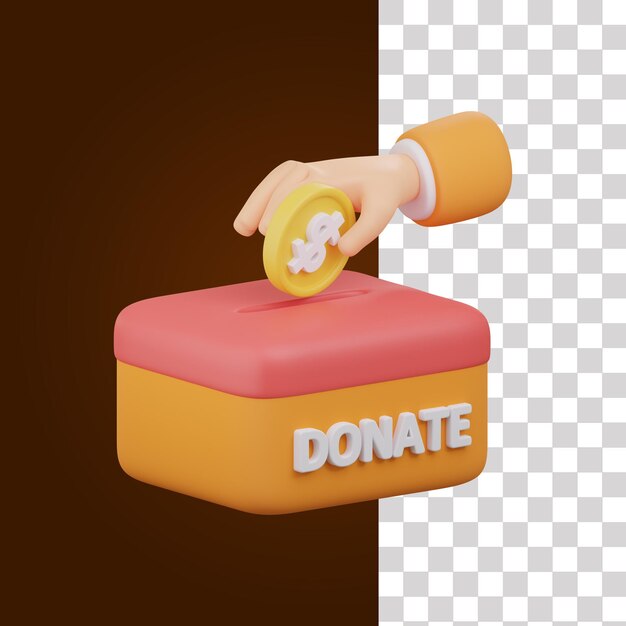 PSD illustrazione 3d della moneta di donazione