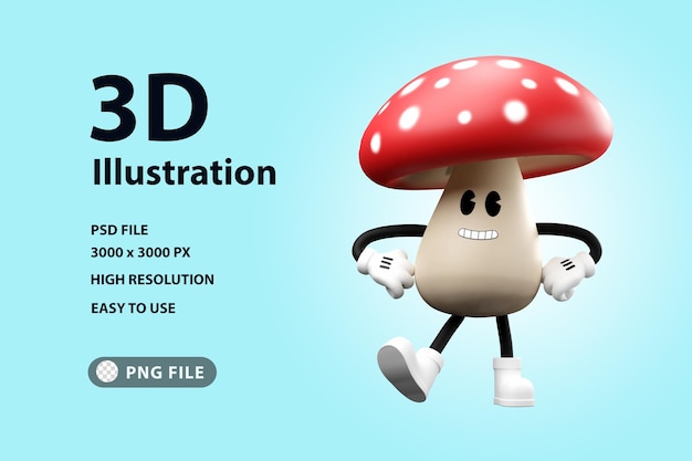 3D doodle cartoon paddestoel