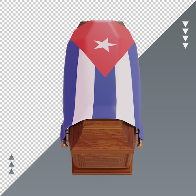 PSD 3d doodskist cuba vlag rendering vooraanzicht