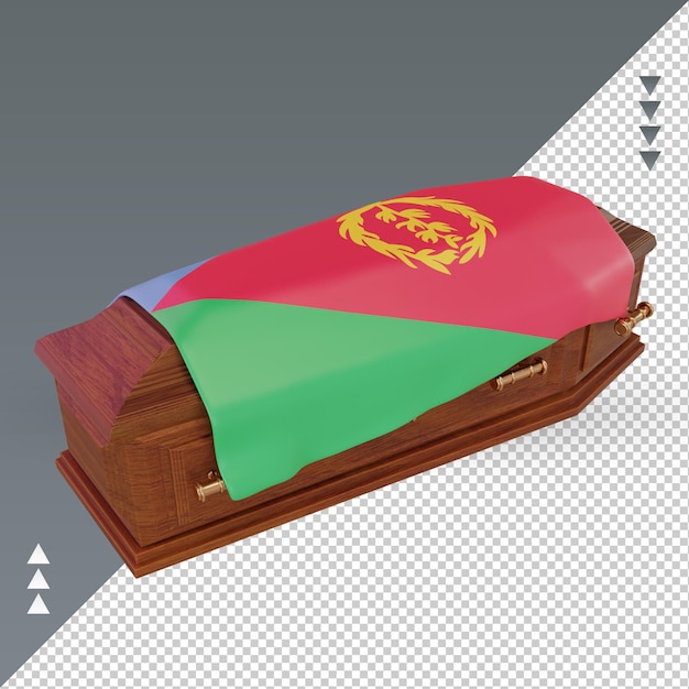 PSD 3d-doodskist eritrea vlag rendering juiste weergave