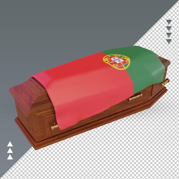 PSD 3d-doodskist portugal vlag rendering juiste weergave