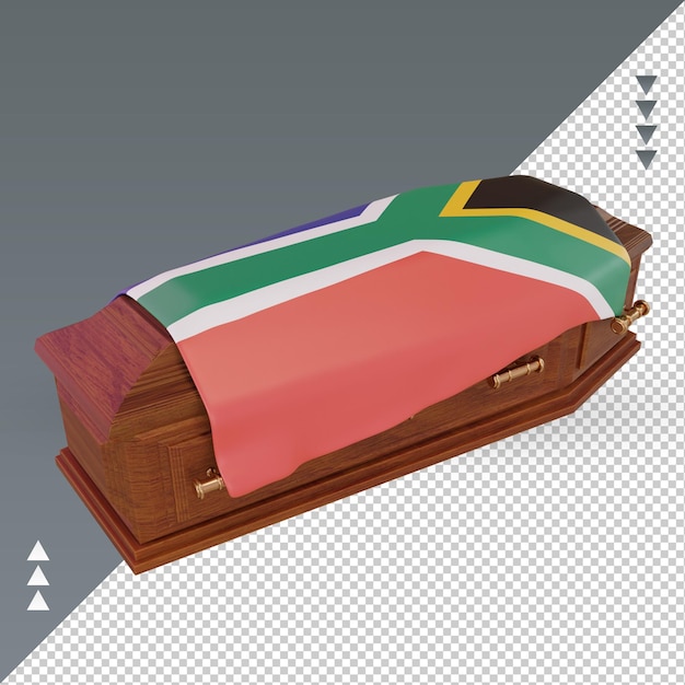 PSD 3d-doodskist zuid-afrika vlag rendering juiste weergave