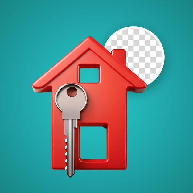 PSD 3d door key icon isolated on white background 3d rental property and real estate concept cartoon