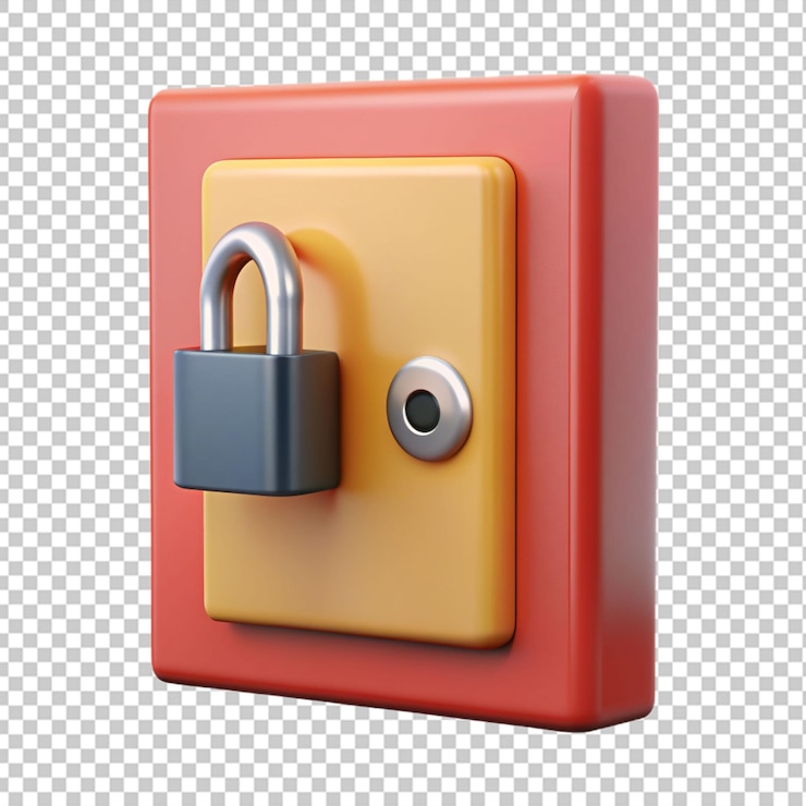 PSD 3d door with lock transparent background