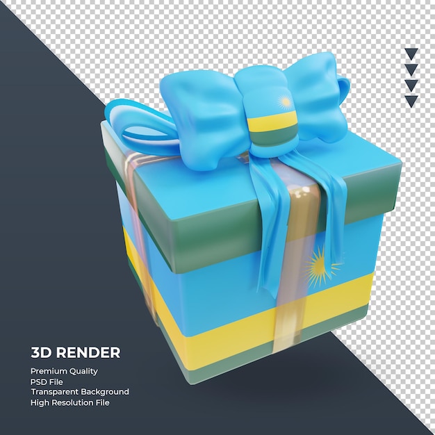 3d-doos cadeau rwanda vlag weergave linker weergave