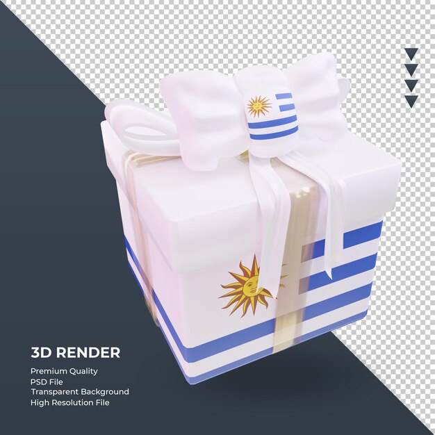 3d-doos cadeau uruguay vlag weergave linker weergave