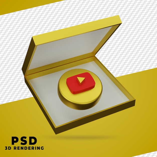 3d doos gouden youtube-rendering geïsoleerd