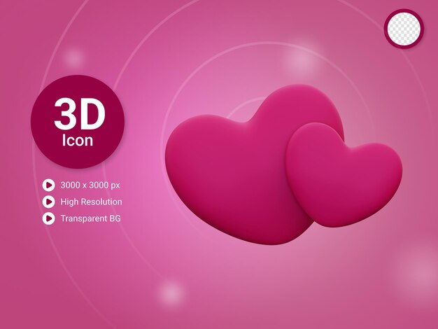 PSD 3d double heart icon