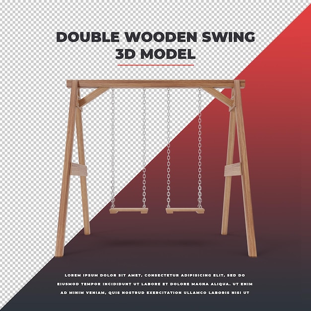 PSD 3d double wooden swing model