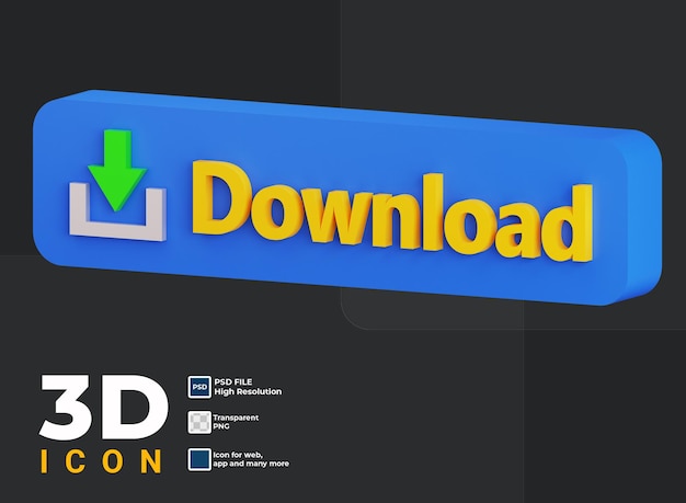 PSD 3d download button