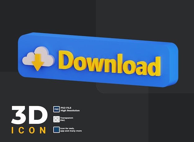 PSD 3d download button