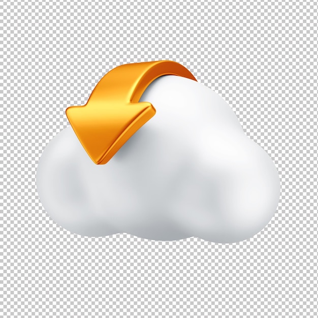 Icona della nuvola di download 3d con frecce e sfondo trasparente