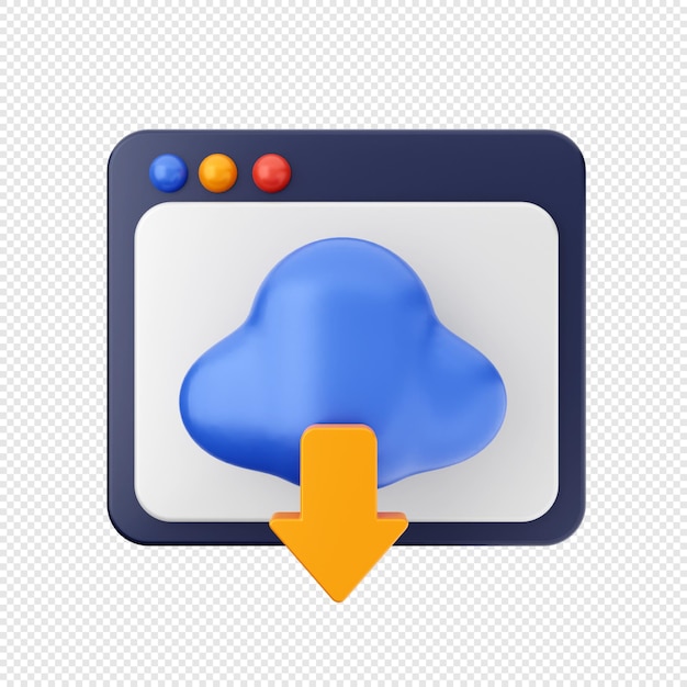 PSD rendering dell'illustrazione dell'icona dei dati di download 3d