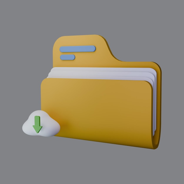 3d Download Folder Icon PSD