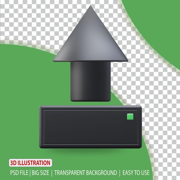 PSD 3d download setting icon illustration rendering with transparent background