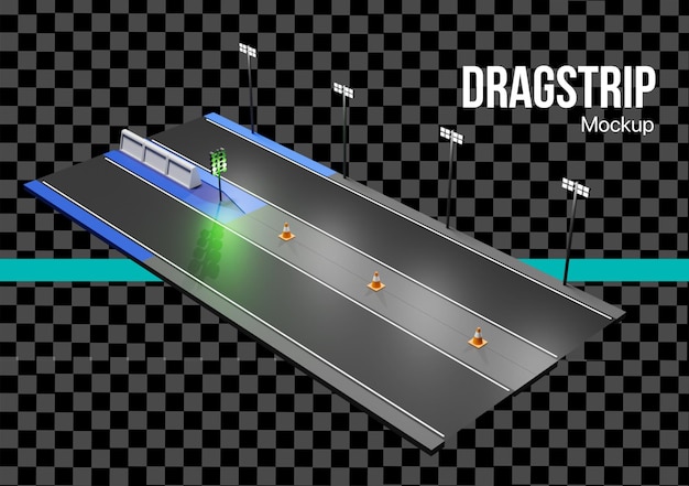 3D ドラッグストリップレースウェイ モータースポーツカーレース スピードウェイモックアップ