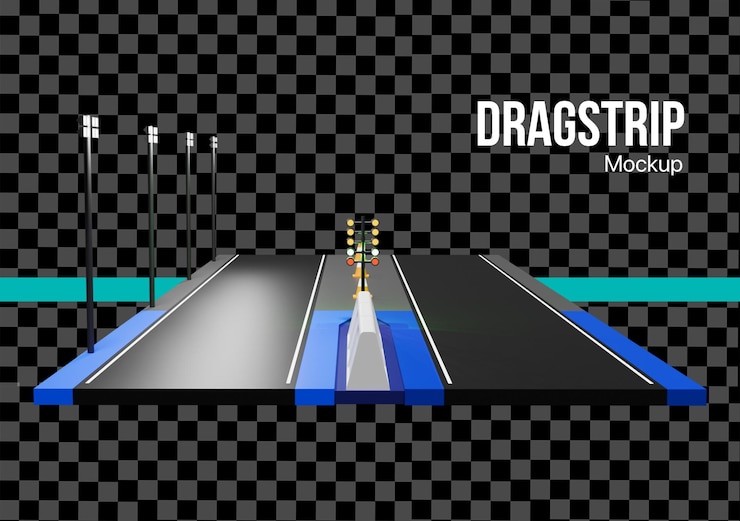 PSD 3d dragstrip raceway for motorsport car racing speedway mockup