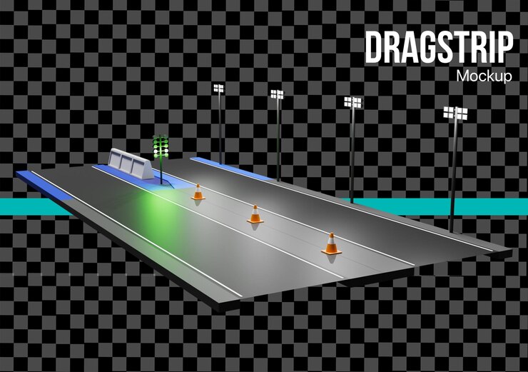 PSD 3d dragstrip raceway for motorsport car racing speedway mockup