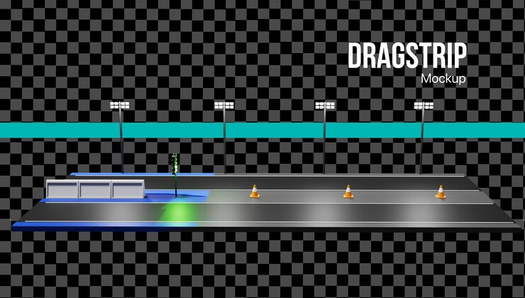 PSD 3d dragstrip raceway for motorsport car racing speedway mockup
