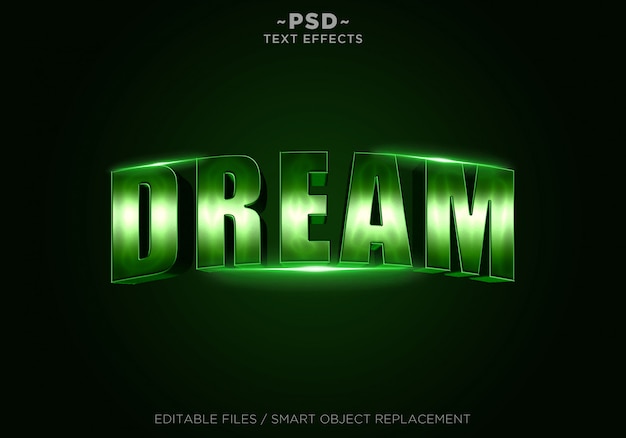 3d Dream Green Effects 편집 가능한 텍스트