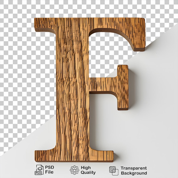 PSD 3d drewniana litera f alfabet png wyizolowany na przezroczystym tle