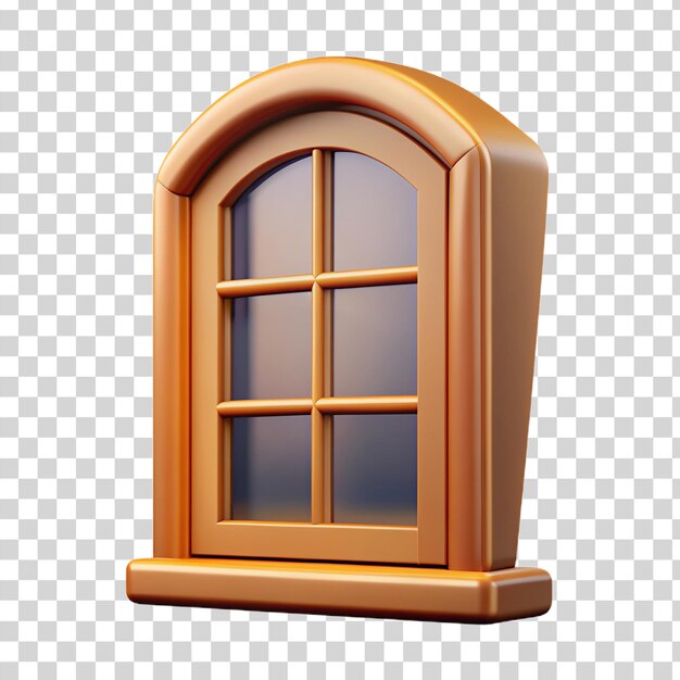 PSD 3d drewniane okno hiperrealistyczne izolowane na przezroczystym tle