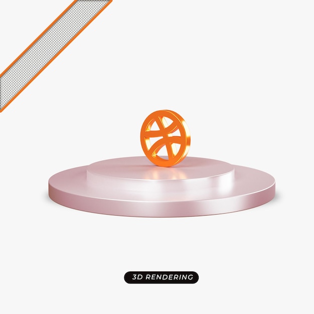 3d dribble orange icon realistic rendering