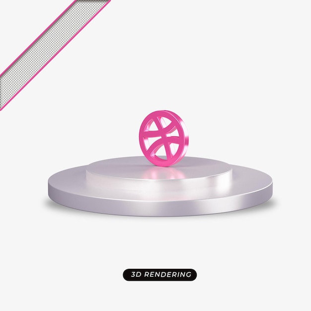 3d dribble pink icon realistic rendering