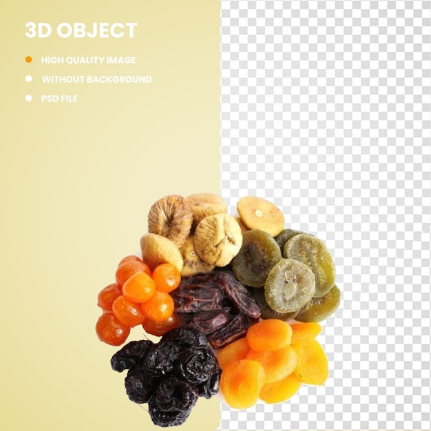 3d dried fruit drying nut health and dry fruit and food and dried fruit