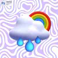 PSD 3d drizzling with rainbow render icon isolated png illustration psd template