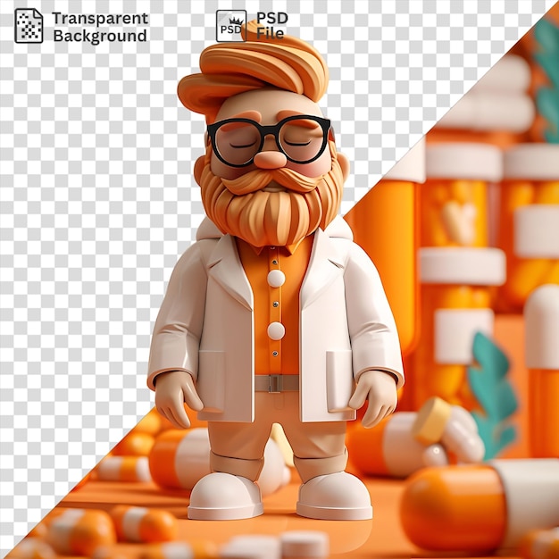 PSD 3d drug dealer cartoon selling illegal substances on the floor