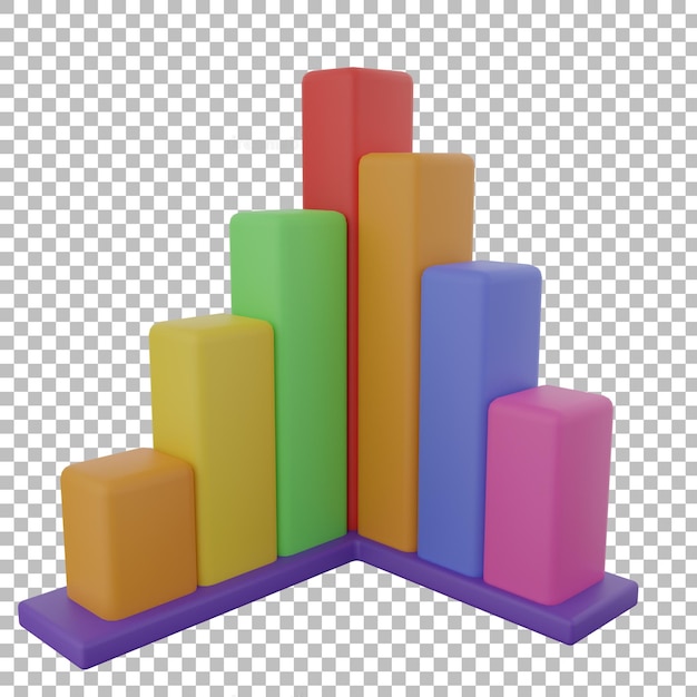 3d Dual Bar graph Chart with transparent background