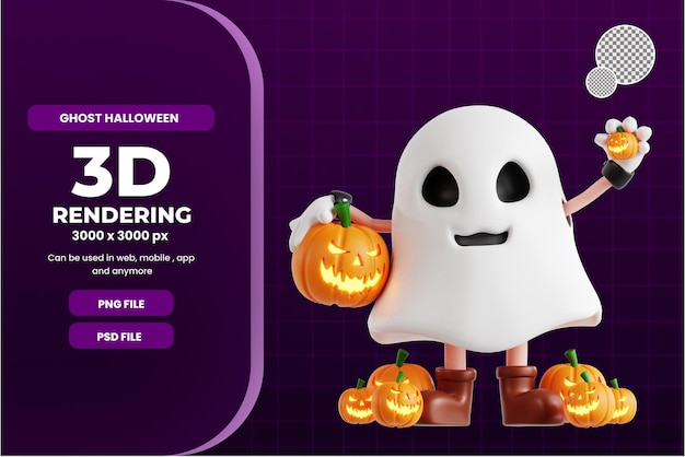 PSD 3d duch halloweenowy charakter przywitaj się