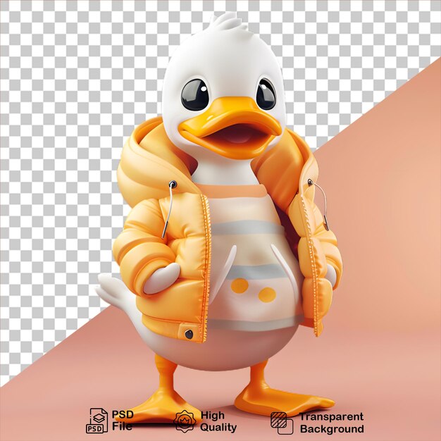 PSD 3d duck character wearing a jacket isolated on transparent background include png file