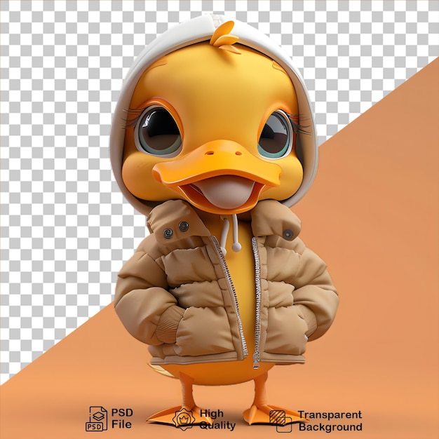 PSD 3d duck character wearing a jacket isolated on transparent background include png file