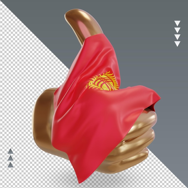 PSD 3d-duim kirgizië vlag weergave linker weergave
