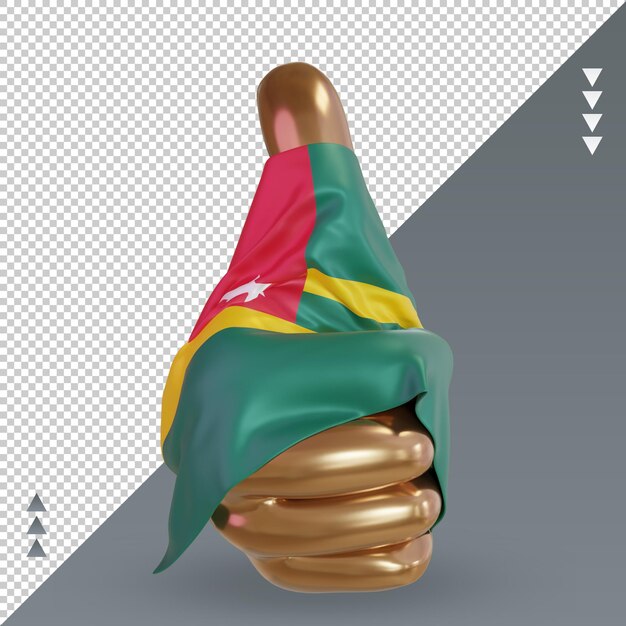 PSD 3d-duim togo vlag rendering vooraanzicht