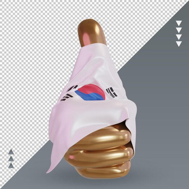 PSD 3d-duim zuid-korea vlag rendering vooraanzicht