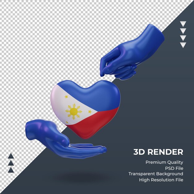 3d Dzień Charytatywny Filipiny Flaga Renderowania Widok Z Przodu