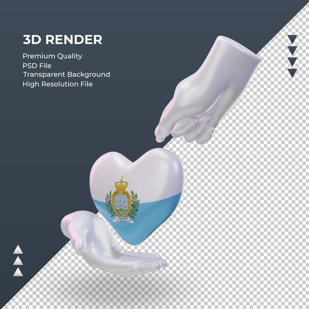 3d Dzień Charytatywny Flaga San Marino Renderujący Prawy Widok