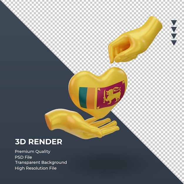 3d Dzień Charytatywny Flaga Sri Lanki Renderujący Lewy Widok