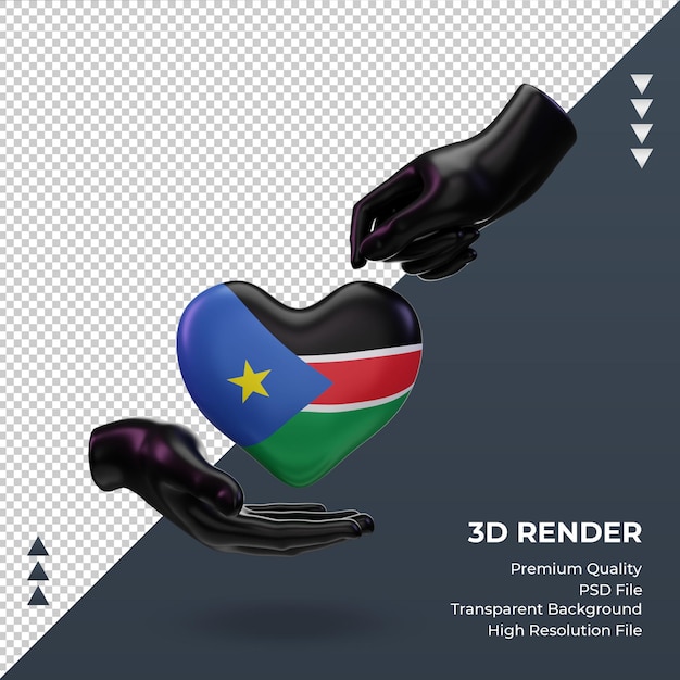 3d Dzień Charytatywny Flaga Sudanu Południowego Renderujący Widok Z Przodu