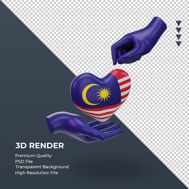 3d Dzień Charytatywny Malezja Flaga Renderowania Lewy Widok