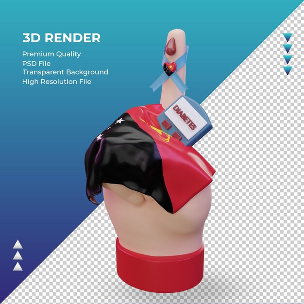 3D Dzień cukrzycy Papua-Nowa Gwinea renderuje prawy widok