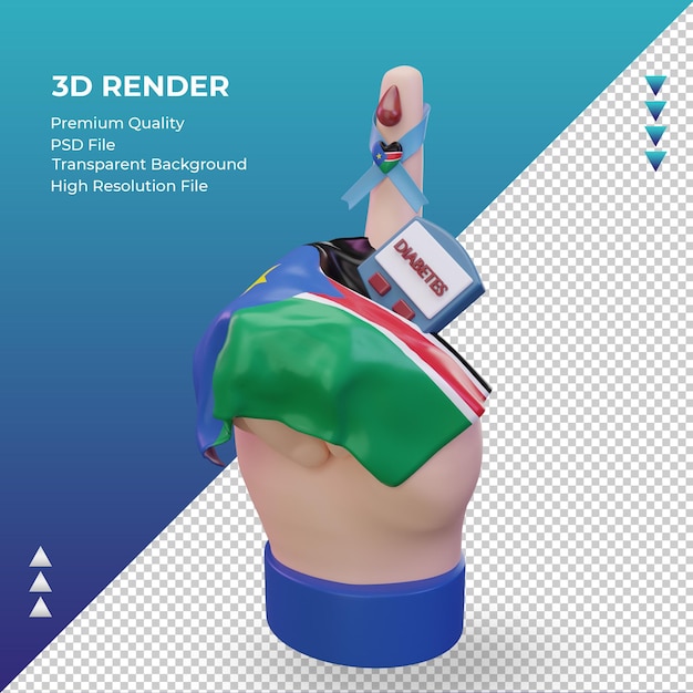 3D Dzień Cukrzycy Sudan Południowy renderujący prawy widok